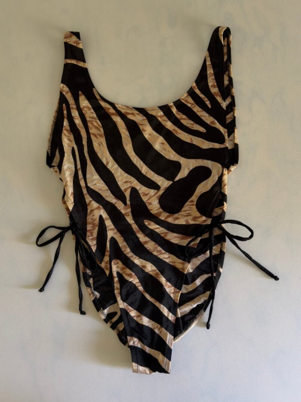 Playboy Playmate Vintage High Cut Tiger Stripe One Piece Swimsuit